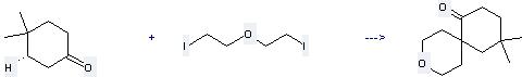 2-Iodoethyl ether can react with 4, 4-Dimethyl-cyclohexanone to get 10, 10-Dimethyl-3-oxa-spiro[5.5]undecan-7-one.